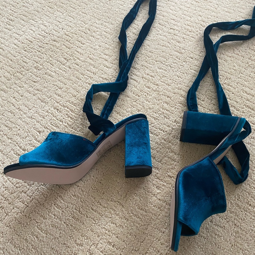 Lace up velvet heels